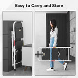 BONTEC 3-Step Ladder, Folding Step Stool, 600lbs Max Load Capacity, Sturdy Steel, Non-Slip Pedals, Lightweight, Portable Steel Ladder with Convenient Handrail, Safety Design for Home & Work, White