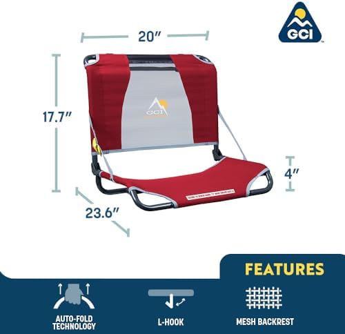 GCI Outdoor Big Comfort Wide Stadium Chair with Adjustable Backrest, Black