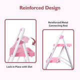BONTEC 2-Step Ladder, Folding Step Stool, 600lbs Max Load Capacity, Sturdy Steel, Non-Slip Pedals, Lightweight, Portable Steel Ladder with Convenient Handrail, Safety Design for Home & Work, Pink