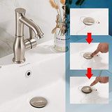 Vessel Sink Drain for Bathroom, Pop-up Drain With Detachable Basket Stopper, Anti-Explosion And Anti-Clogging Drain Strainer, Sink Drain Assembly With Overflow Brushed Nickel, REGALMIX RWF083J