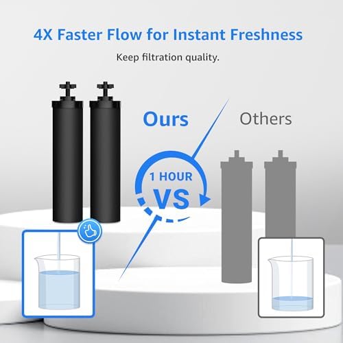 Filterlogic NSF/ANSI 42&372 Certified Water Filter, Replacement for Berkey® BB9-2® Black Purification Elements and Berkey® Gravity Filter System, Pack of 2