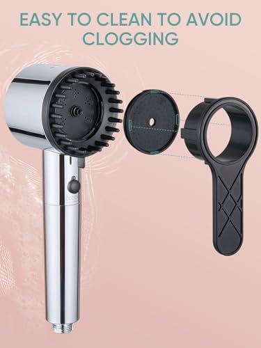 Cobbe Filtered Shower Head with Handheld, High Pressure 5-mode Showerhead with Filters, Built-in Power Wash for Hard Water - Remove Chlorine - Reduces Dry Itchy Skin, Chrome