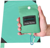 Odoland Beach Blanket Picnic Blanket, 43" x 63" SandProof Waterproof Outdoor Pocket Blanket with Portable Bag, Foldable Lightweight Sand Free Quick Drying Mat for Hiking Camping Travel, Light Green