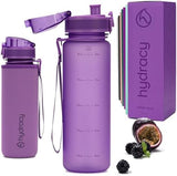 Hydracy Water Bottle with Time Marker -Large BPA Free Water Bottle & No Sweat Sleeve -Leak Proof Gym Bottle with Fruit Infuser Strainer & Times to Drink -Ideal for Fitness Sports & Outdoors
