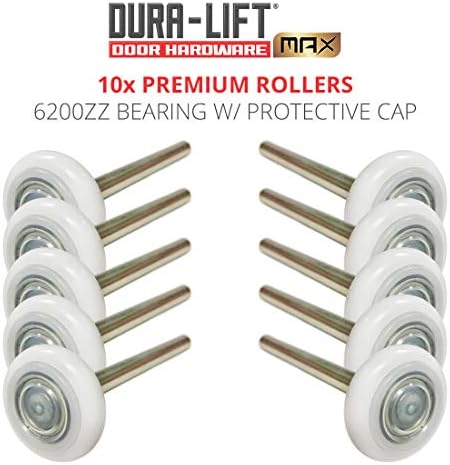 DURA-LIFT Ultra-Life MAX 2" Sealed 6200ZZ Bearing Nylon Garage Door Roller, 4" Stem, Pack of 10