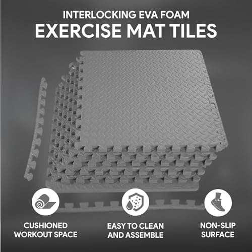 BalanceFrom Puzzle Exercise Mat with EVA Foam Interlocking Tiles for MMA, Exercise, Gymnastics and Home Gym Protective Flooring, Multiple Sizes and Colors