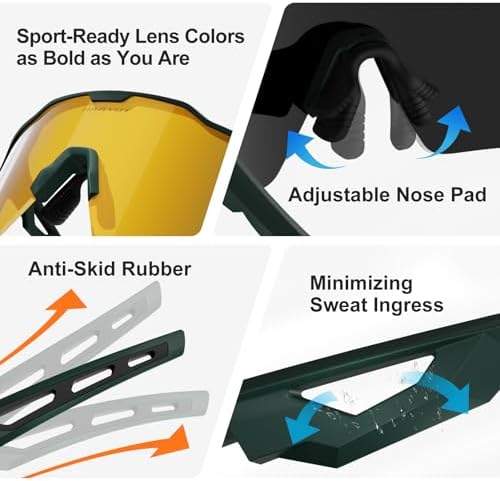 HAAYOT Polarized Sports Sunglasses for Men Women Youth Baseball Cycling Running Softball Biking Glasses 5 Lenses