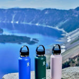 Hydro Flask Wide Mouth vacuum insulated stainless steel water bottle with leakproof closeable lid for cold water drinks, sports, travel, car and school