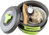 MalloMe Camping Cookware Mess Kit for Backpacking Gear – Camping Cooking Set - Camping Pots and Pans Set - Backpacking Stove/Portable Stove Compatible - Camp Kitchen Equipment Accessories Pot