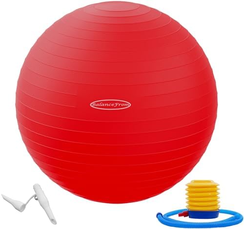 Anti-Burst and Slip Resistant Exercise Ball - Yoga, Fitness, Birthing Ball With Quick Pump, 2,000-Pound Capacity, Multiple Colors and Sizes