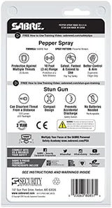 SABRE Pepper Spray & 2-in-1 Stun Gun with Flashlight, Self Defense Kit, Fast Flip Top Safety, Finger Grip for Better & Faster Aim, Painful 1.60 µC Charge, 120 Lumen LED Light, Rechargeable, 0.54 fl oz