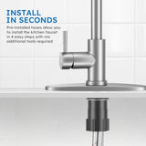 Arofa Kitchen Faucet with Pull Down Sprayer, Brushed Nickel Kitchen Sink Faucet Single Handle Stainless Steel for 1 or 3 Hole Farmhouse Laundry Utility Rv Bar Sinks