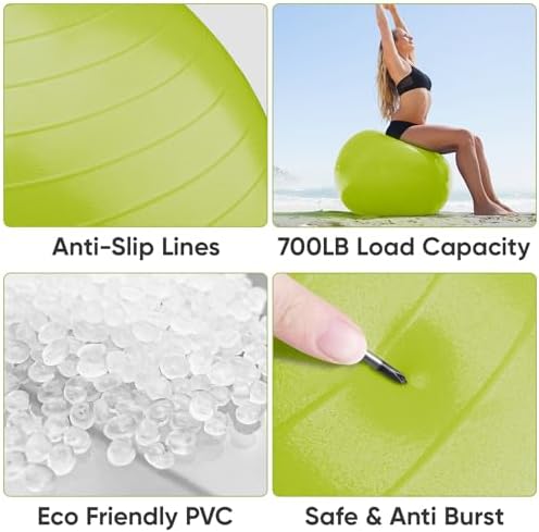 APEXUP Yoga & Pilates Ball - Anti Slip Heavy Duty Gym Ball for Fitness, Balance & Core Workout