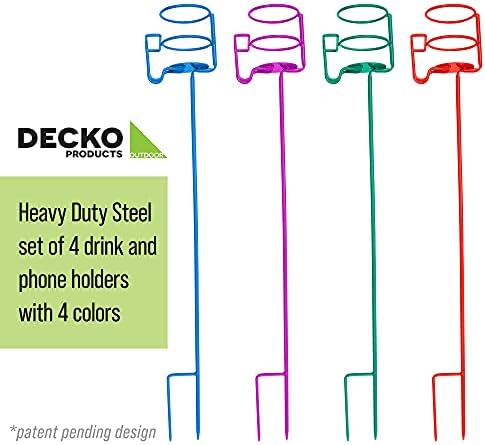 Decko OutDoor 30215 Outdoor Beverage and Phone Holder yard Stakes, heavy duty set of 4