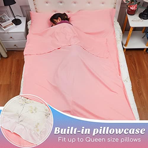 Irenare Self Tan Sleep Sack Breathable Self Tanning Sheet Protector for Bed Travel Sleeping Bag Camping and Sheet Liner for Outdoor Travel Hiking(Pink)