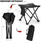 2 Pack Camping Stool, 13 Inch Compact Camping Chair Portable, Lightweight Folding Stool Seat with Side Pocket and Carry Bag for Outdoor Hiking, Fishing, Picnic, Beach and Lawn Party, Black