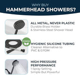HammerHead Showers® ALL METAL Handheld Shower Head with Hose and Brass Holder - MATTE BLACK - 2.5 GPM High Pressure Shower Heads with Adjustable Shower Wand Bracket - 6ft Flexible Extension