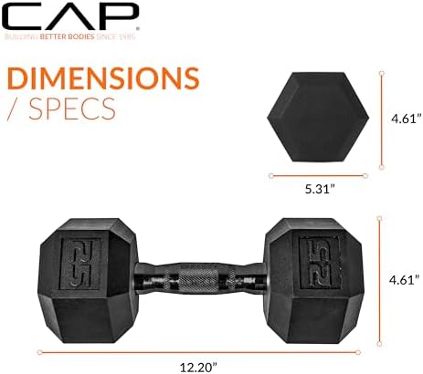 CAP Barbell Coated Hex Dumbbell Weight | Multiple Options