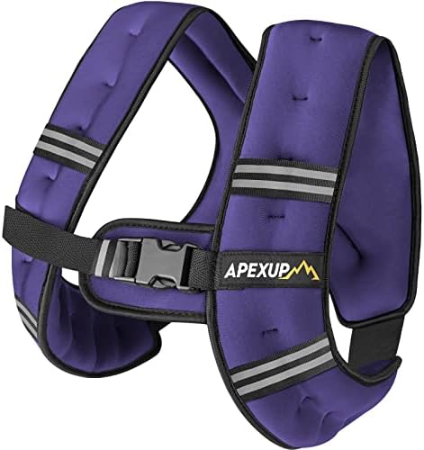 APEXUP Weighted Vest with 5lbs/10lbs/15lbs/20lbs/25lbs/30lbs Weights and Reflective Stripe, Weight Vest Men Women for Workout, Strength Training, Running
