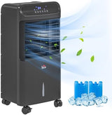 HOMCOM 32" Evaporative Air Cooler, 60° Oscillating, 3-In-1 Ice Cooling Fan, Portable Swamp Cooler with Humidifier, Water Tank for Home Office, 3 Modes, 3 Speeds, 12H Timer, Remote, Black