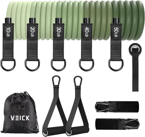 VEICK Resistance Bands, Exercise Bands, Workout Bands Set for Working Out with Handles for Men Women, Elastic Exercising Bands for Fitness Weights Work Out at Home Gym