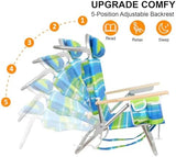 Backpack Beach Chairs for Adults Capacity 300 LBS Low 5 Position Beach Chair with Pouch Straps Folding Lightweight Reclining Aluminum Wide Lay Flat Single