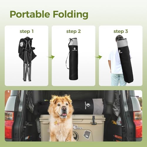 ALPHA CAMP Oversized Camping Folding Chair, Heavy Duty Support 450 LBS Steel Frame Collapsible Padded Arm Chair with Cup Holder Quad Lumbar Back, Portable for Outdoor