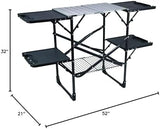 GCI OUTDOOR Slim-Fold Cook Station | Portable Folding Kitchen Table with a Heat Resistant Tabletop, 4 Side Tables & Storage Rack, Perfect for Picnics & Camping Trips