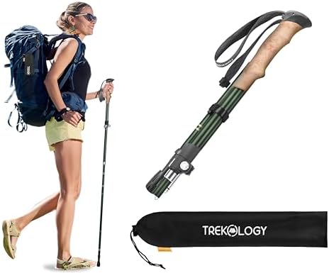 TREKOLOGY TREKZ SE Collapsible Trekking Pole (1pc) - Lightweight Walking Stick for Hiking and Trekking - Ideal for Men, Women, and Seniors