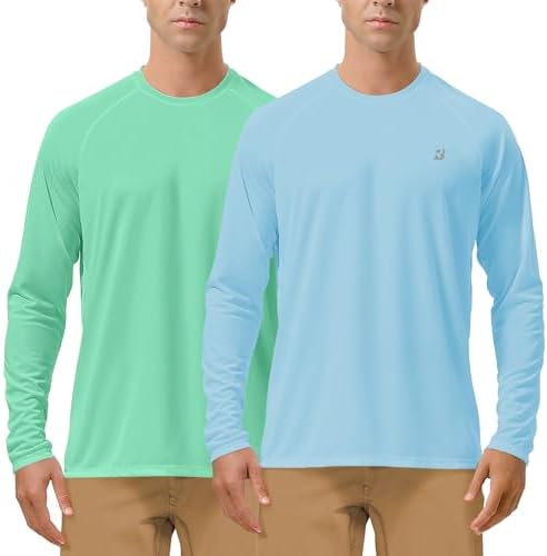 Roadbox Mens UPF 50+ UV Sun Protection Shirts Outdoor Long Sleeve SPF Rash Guard for Fishing Hiking Swimming Running