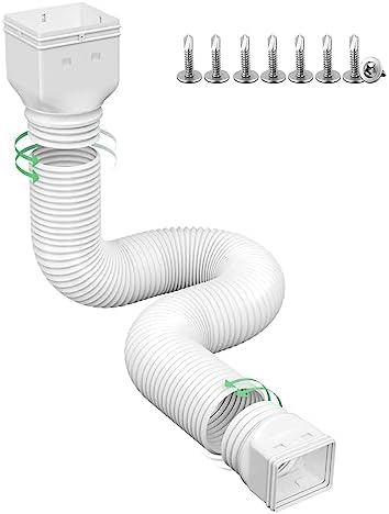Rain Gutter Downspout Extensions, Downspout Extender for Rainwater Drainage Flexible, Down Spout Drain Extension Pipe and Extendable from 21 to 66 Inches (White)