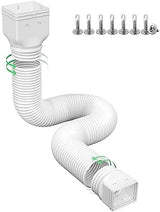Rain Gutter Downspout Extensions, Downspout Extender for Rainwater Drainage Flexible, Down Spout Drain Extension Pipe and Extendable from 21 to 66 Inches (White)