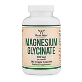 Magnesium Glycinate 400mg, 180 Capsules (Vegan Safe, Manufactured and Third Party Tested in The USA, Gluten Free, Non-GMO) High Absorption Magnesium by Double Wood Supplements