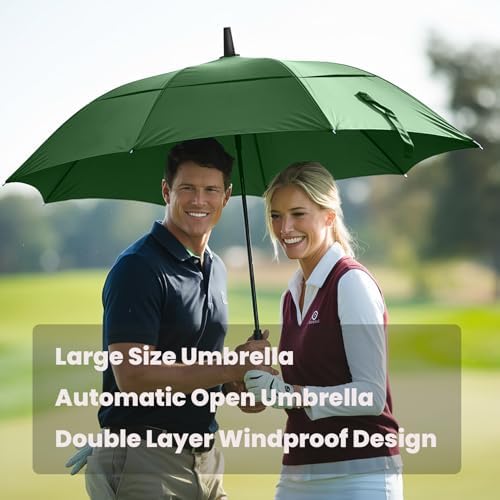 MRTLLOA 54/62/68/72 Inch Automatic Open Golf Umbrella, Extra Large Oversize Double Canopy Vented Windproof Waterproof Stick Umbrellas for Rain