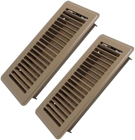 4" x 10" Floor Register 2 Pack - Heavy Duty Steel Walkable Floor Vents - Easy Adjust Air Supply Lever - Vent Covers for Home (Brown)