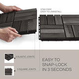 10 Pcs Interlocking Deck Tiles, Patio Flooring - Outdoor Waterproof Acacia Wood Tiles for All Weather Use - Balcony, Backyard, Indoor & Outdoor (Black, 10 Pcs - 12.1 Square Ft)
