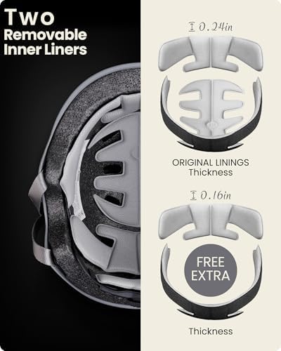 OutdoorMaster Skateboard Cycling Helmet - Two Removable Liners Ventilation Multi-Sport Scooter Roller Skate Inline Skating Rollerblading for Kids, Youth & Adults