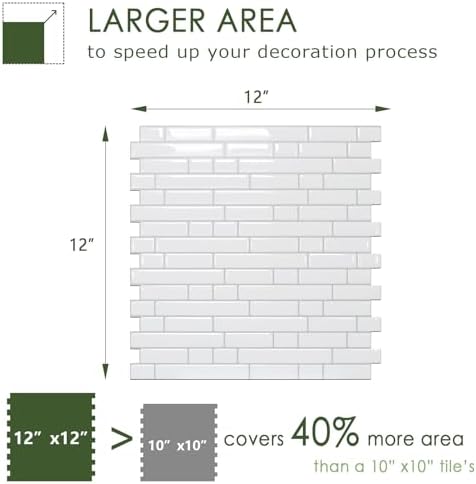 STICKGOO Peel and Stick Backsplash - 10 Sheets of 12”×12” - 3D Self Adhesive Peel and Stick Tile Backsplash for Kitchen & Bathroom