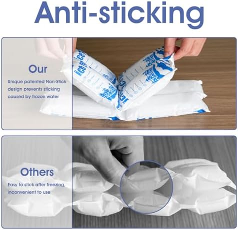 Dry Ice Packs for Shipping FDA Registered Non-Stick for Food TUV and SGS Tests Double-Sided Absorption Long Lasting Shipping Cold Packs for Coolers Lunch Bags Freezer