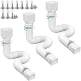 3 pack Flexible Rain Gutter Downspout Extensions,Drain Downspout Extender,Gutter Extension Flexible,Down Spout Drain Extension Pipes,Extendable from 21 to 60 Inches (3pcs white)