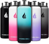 HYDRO CELL Stainless Steel Insulated Water Bottle with Straw - For Cold & Hot Drinks - Metal Vacuum Flask with Screw Cap and Modern Leakproof Sport Thermos for Adults (Teal/Black 40oz)