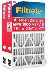 Filtrete 16x25x4 Air Filter, MPR 1000, MERV 11, Allergen Defense 12-Month Deep Pleated 4-Inch Air Filters, 2 Filters