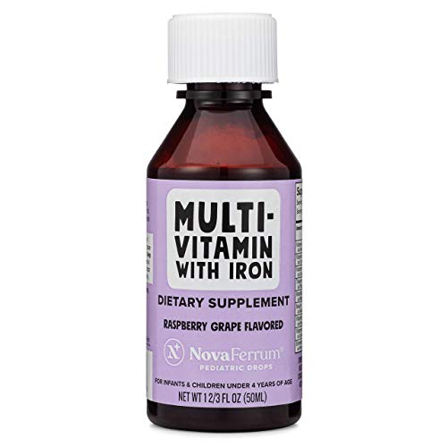 NovaFerrum Yum | Multivitamin with Iron for Infants, Toddlers & Kids | Immune Support | Ages 4 & Under | Gluten Free Certified | Sugar Free | Raspberry Grape | 50 Servings
