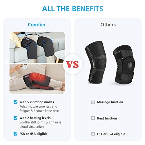 COMFIER Heated Knee Massager with Heating Pad for Knee Pain Relief,Gifts for Men Women Dad Mom,Knee Warmers Wrap, FSA or HSA Eligible,Heated Knee Pad for Men Women Seniors