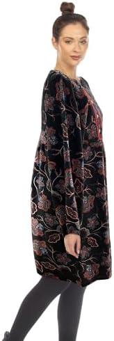 white mark Women's Floral Paisley Long Sleeve Embroidered Relaxed Sweater Dress