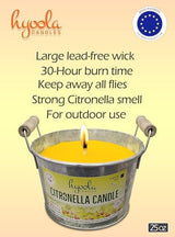 HYOOLA Large Citronella Candles Outdoor Bucket - 30 Hour - 2-Pack - Natural Repellent - European Made
