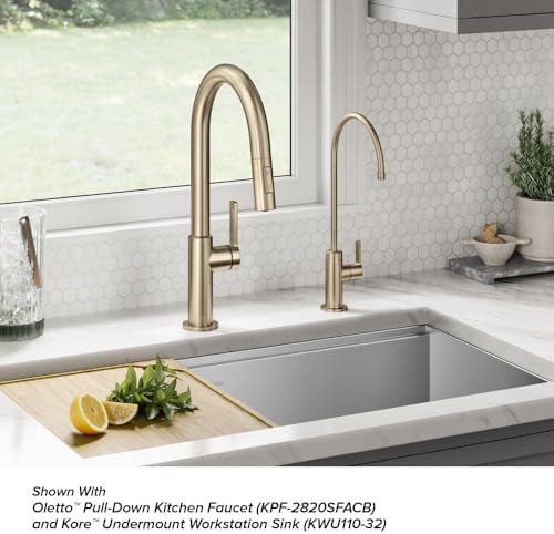 KRAUS Oletto Single Handle Drinking Water Filter Faucet for or Water Filtration System in Spot-Free Antique Champagne Bronze, FF-103SFACB