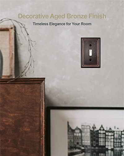 4-Pack Single Toggle Wall Plate, Decorative Aged Bronze Light Switch Cover, Metal Switch Plate Cover, 3.15''*4.88'', Midsize