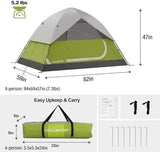 2/4-Person Family Dome Tent with Removable Rain-Fly, Easy Set Up Portable Camping Tent for Backpacking Hiking Backyard Outdoor, Green/Blue/2-person/4-person