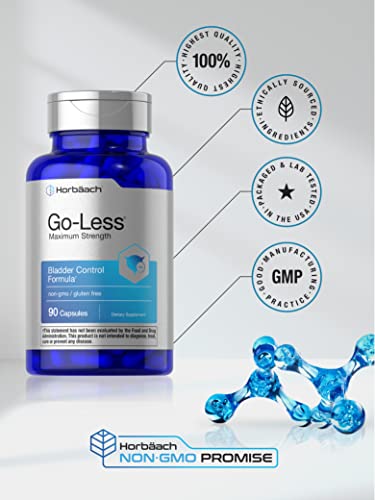 Go Less Bladder Control Pills | 90 Capsules | Maximum Strength for Women and Men | Non-GMO & Gluten Free Formula | by Horbaach